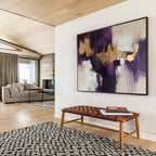 Purple and Gold Abstract with Dripping Accents Abstract Painting ABS371