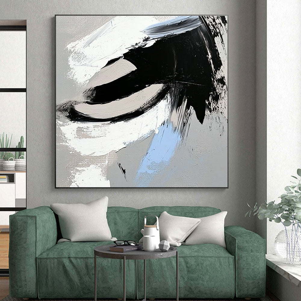 Gray - Blue Accented Abstract Painting with Cool Contrast WINK357