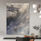 Grey and Purple Textured Waves Abstract Painting of Moody Movements GAB0089