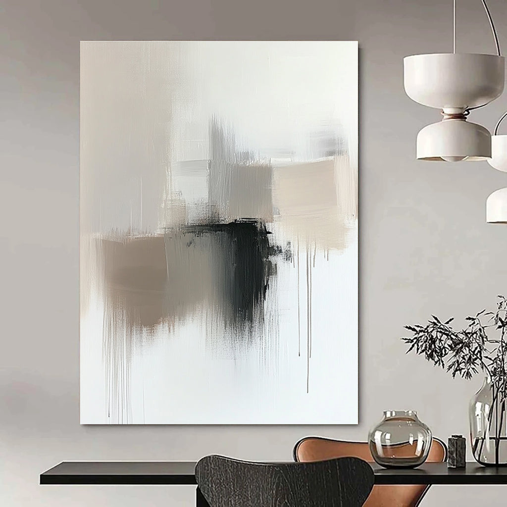 Neutral Tones Abstract Painting for Minimalist Dining Rooms GAB0803