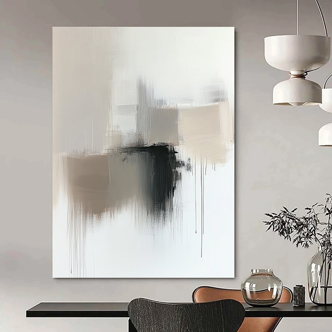 Neutral Tones Abstract Painting for Minimalist Dining Rooms GAB0803