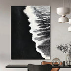 Black and White Beach Minimalist Abstract Painting for Monochrome Lovers GAB1475
