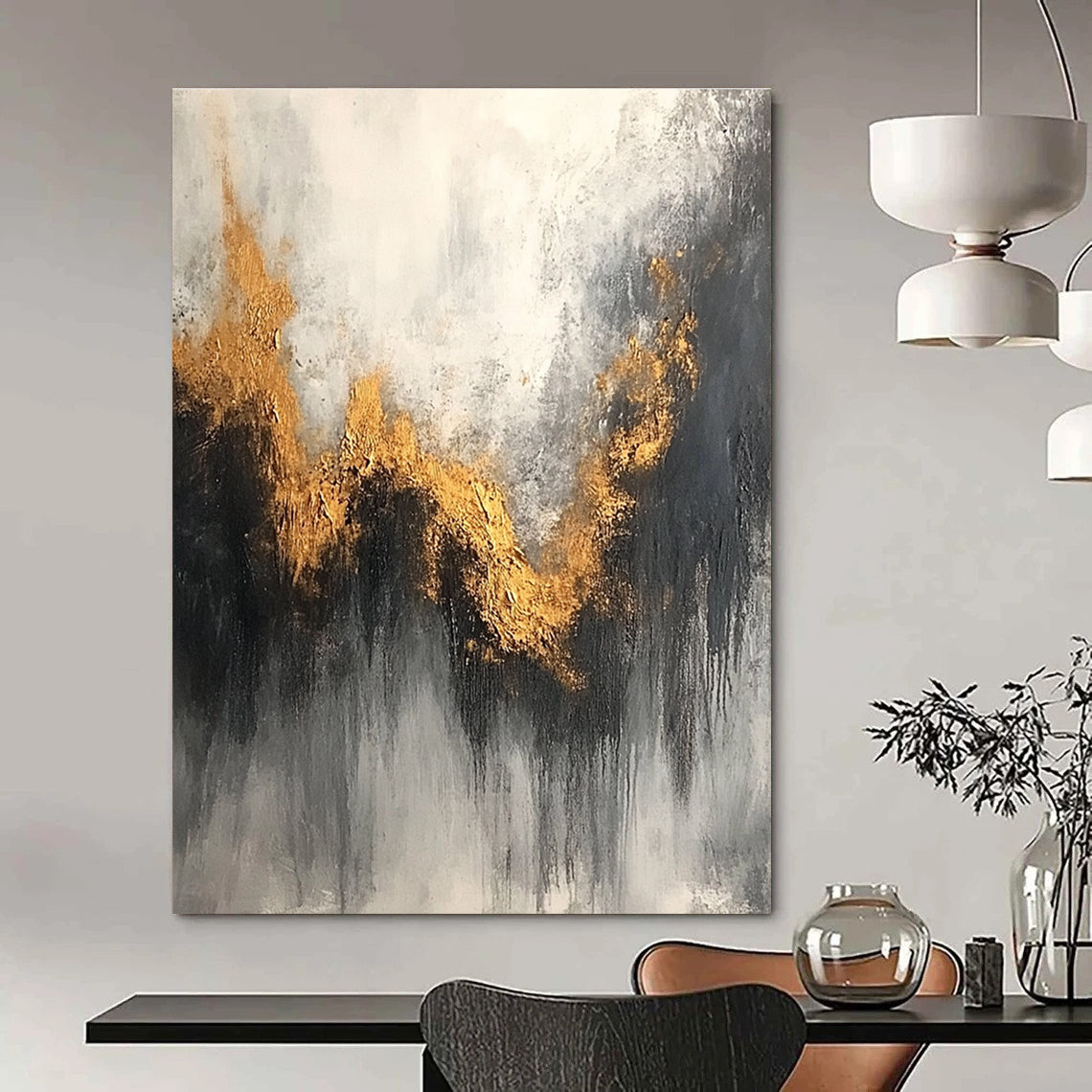 Gold - Wave Abstract Painting for Coastal - Inspired Spas GAB0861