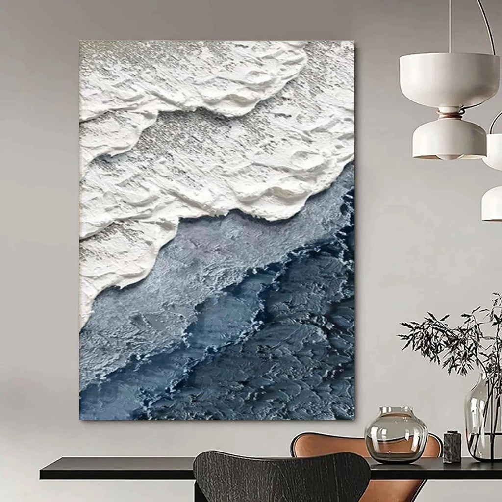 Textured Coastal Layers Abstract Painting for Minimalist Beach Homes HENG325