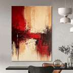 Red - Beige Balance Abstract Painting: Sophisticated Harmony for Interiors GAB0953