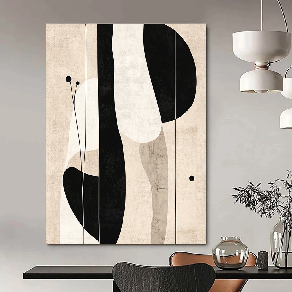 Black and White Abstract Shapes Abstract Painting for Monochrome Office Spaces GAB1372