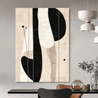 Black and White Abstract Shapes Abstract Painting for Monochrome Office Spaces GAB1372