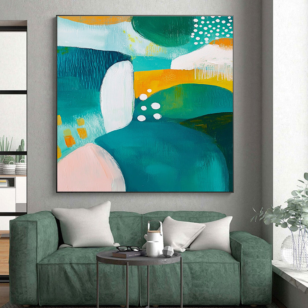 Colorful Abstract Shapes with Dots Abstract Painting with Playful Energy WINK266
