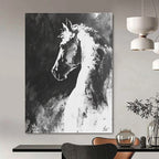Black and White Horse Abstract Painting for Equestrian Lovers GAB0705