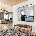 Monochrome Block Abstract Painting for Modern Corporate Offices YHT152