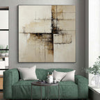 Beige Brown Black Abstract Painting with Textured Minimalism WINK547