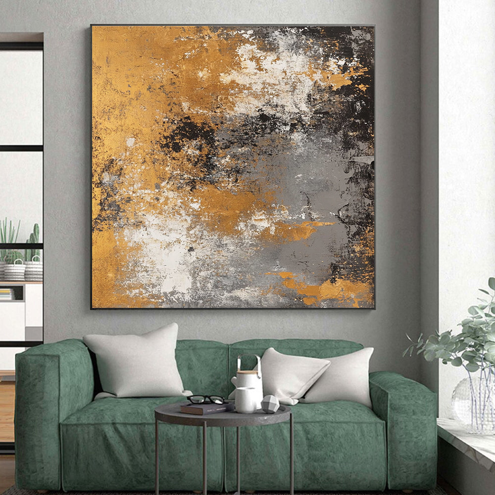 Gold and Gray Abstract Painting with Aged Elegance WINK319