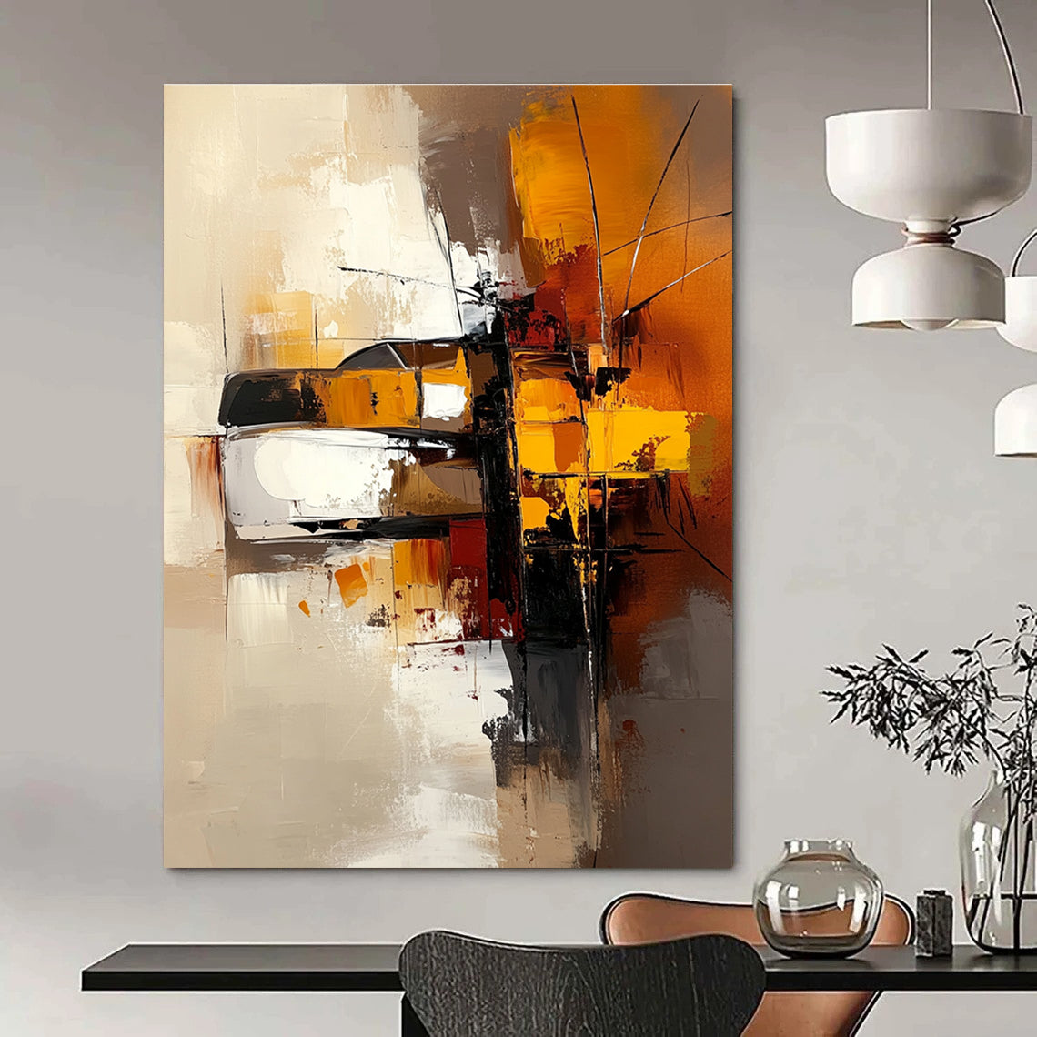 Abstract Orange and Brown Painting for Warm Interiors GAB0726
