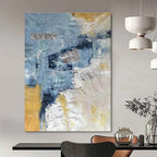 Chic Blue - Silver Abstract Layers Painting for Urban Interiors HENG255