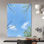 Sky with Tree Branches Serene Nature - Inspired Abstract Painting GAB0350