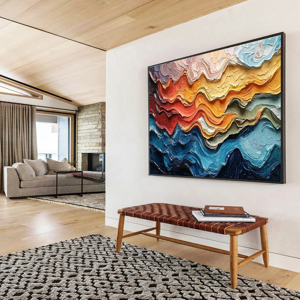 Colorful Wave Abstract Painting for Modern Beach Resorts YHT292