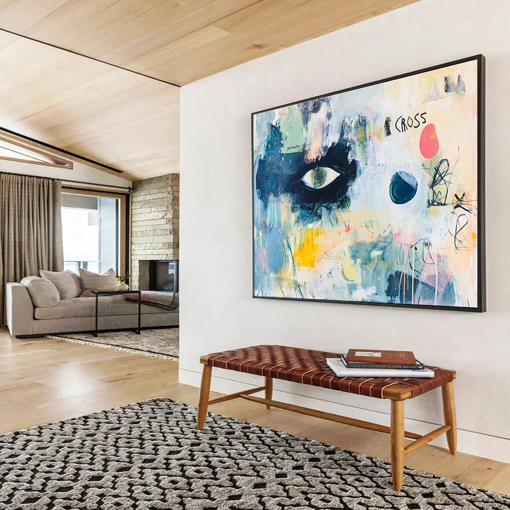 Eye - Themed Abstract Collage Painting with Thought - Provoking Visuals ABS465