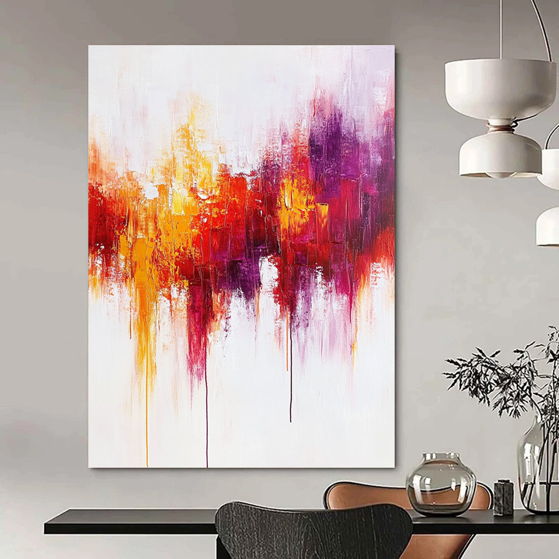 Colorful Drip - Effect Abstract Painting for Bohemian - Style Cafes GAB0891