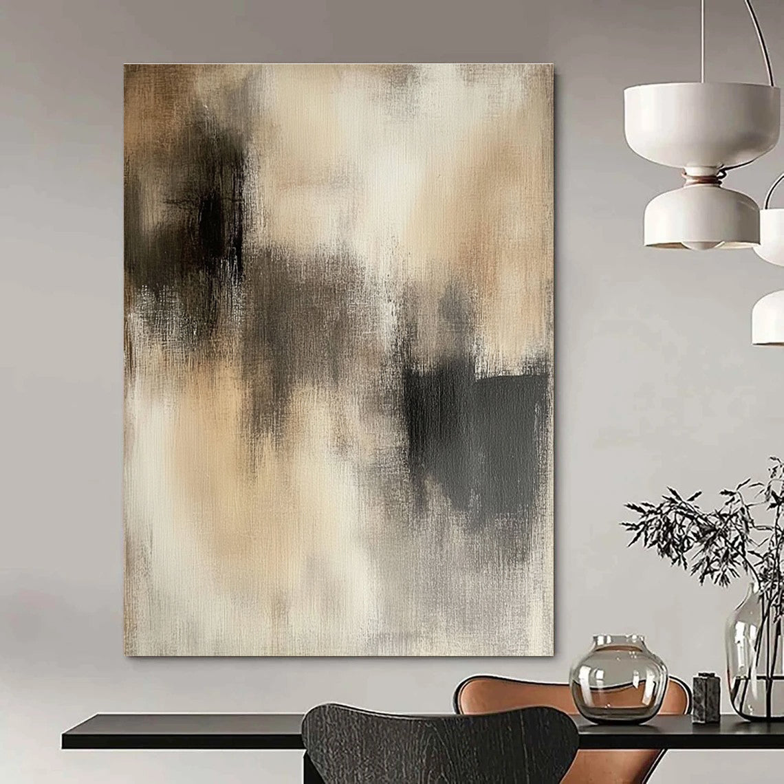Monochrome Blur Abstract Painting for Zen - Inspired Meditation Centers GAB1217