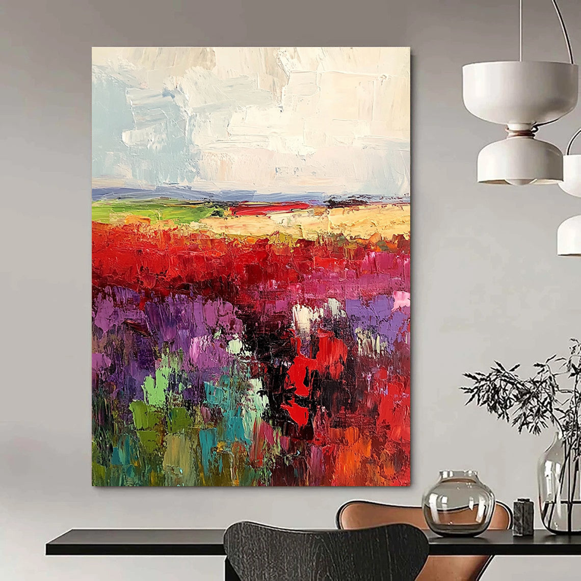 Colorful Fields Abstract - Lively Landscape Art GAB0544