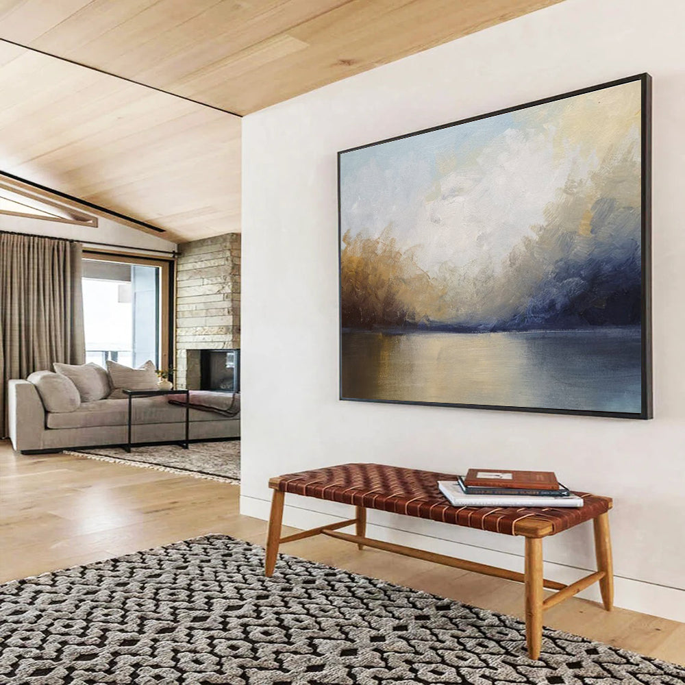Lake and Sky Abstract Landscape Painting for Tranquil Spaces YHT040