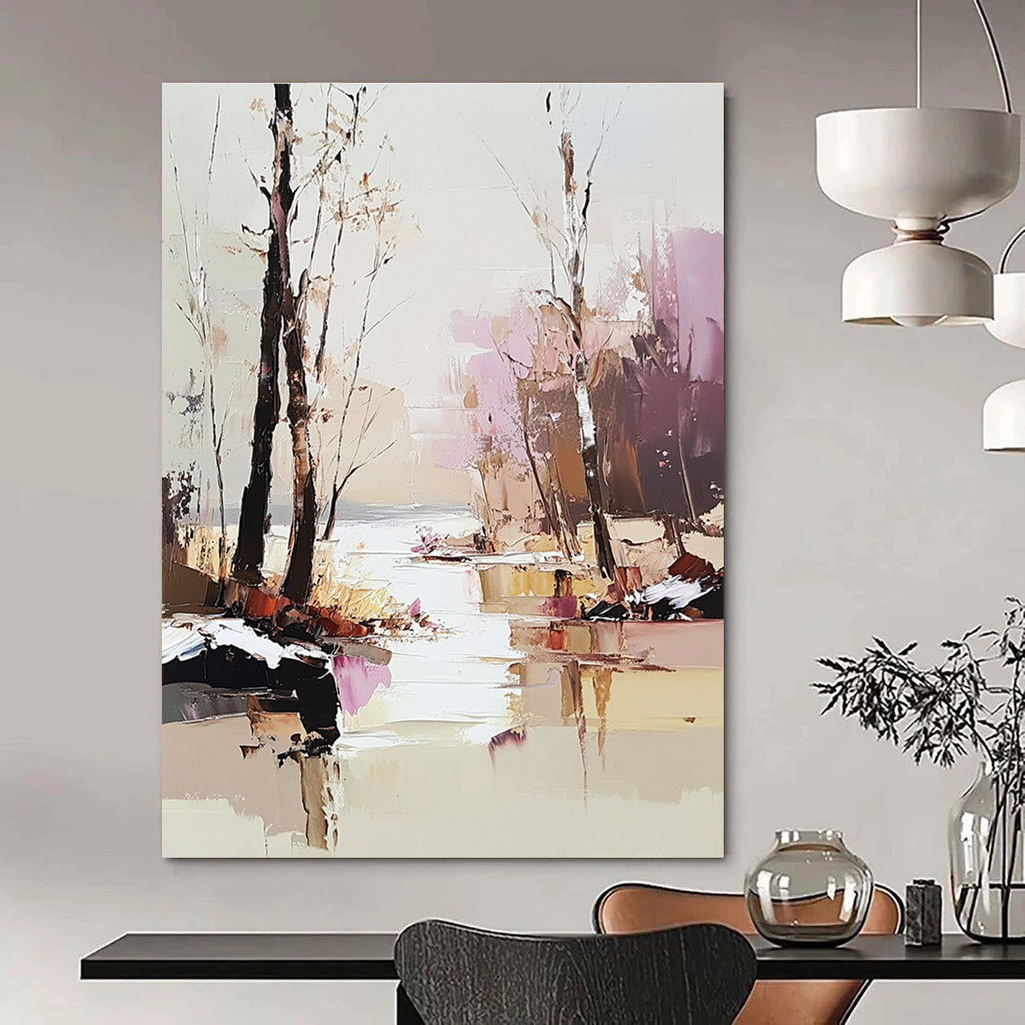 Winter River Landscape Abstract Painting for Nature - Loving Interiors GAB1441