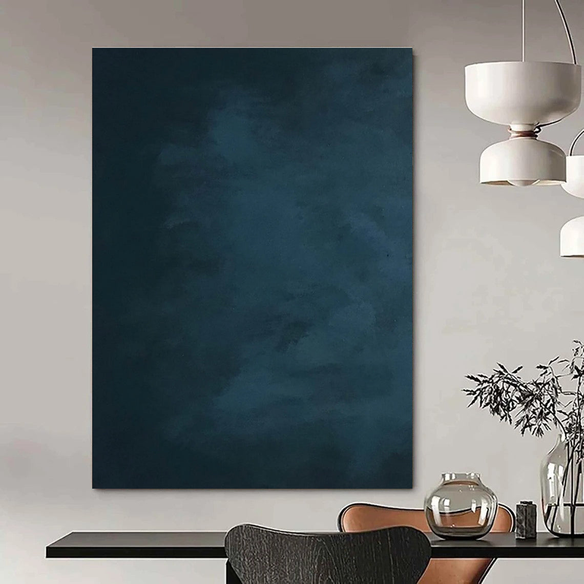 Dark Blue Gradient Abstract Painting for Serene Bedroom Retreats HENG495