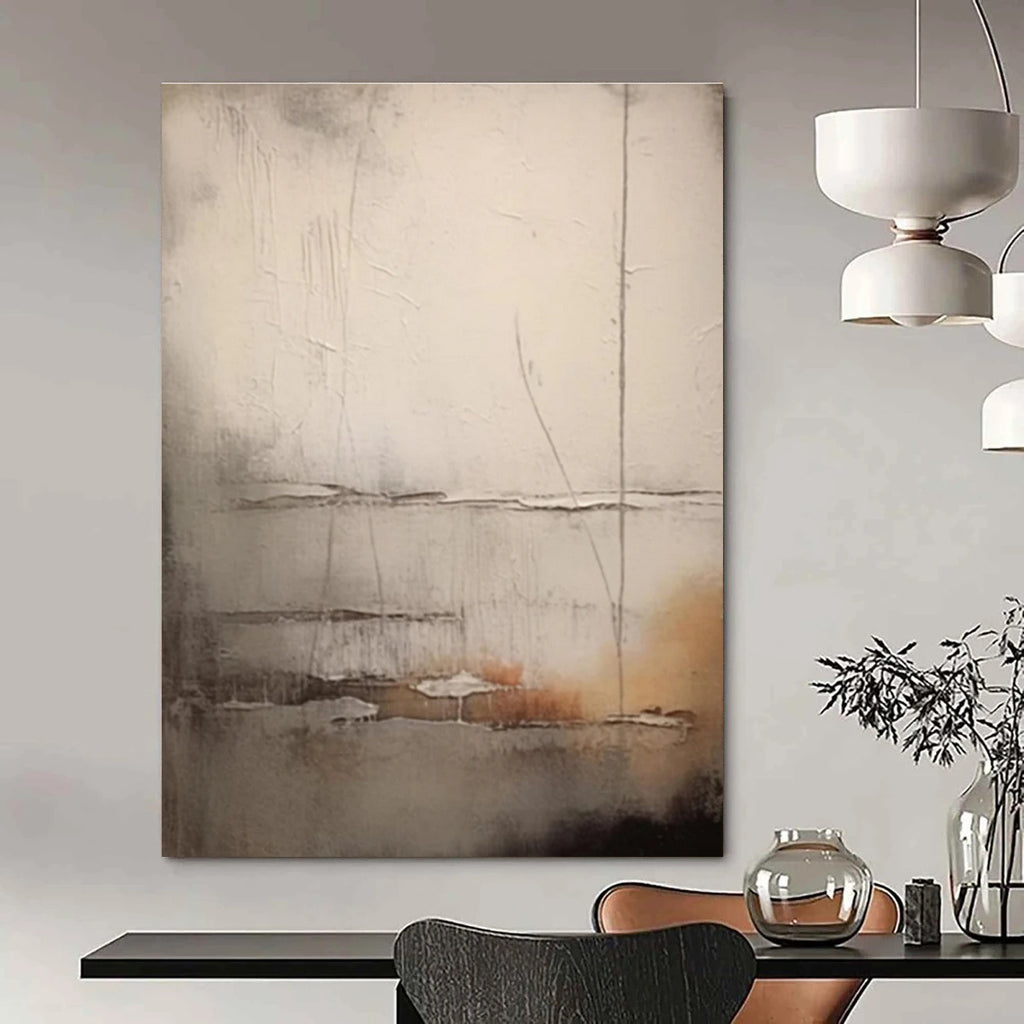 Subtle Gray Abstract Painting for Understated Living Spaces HENG442