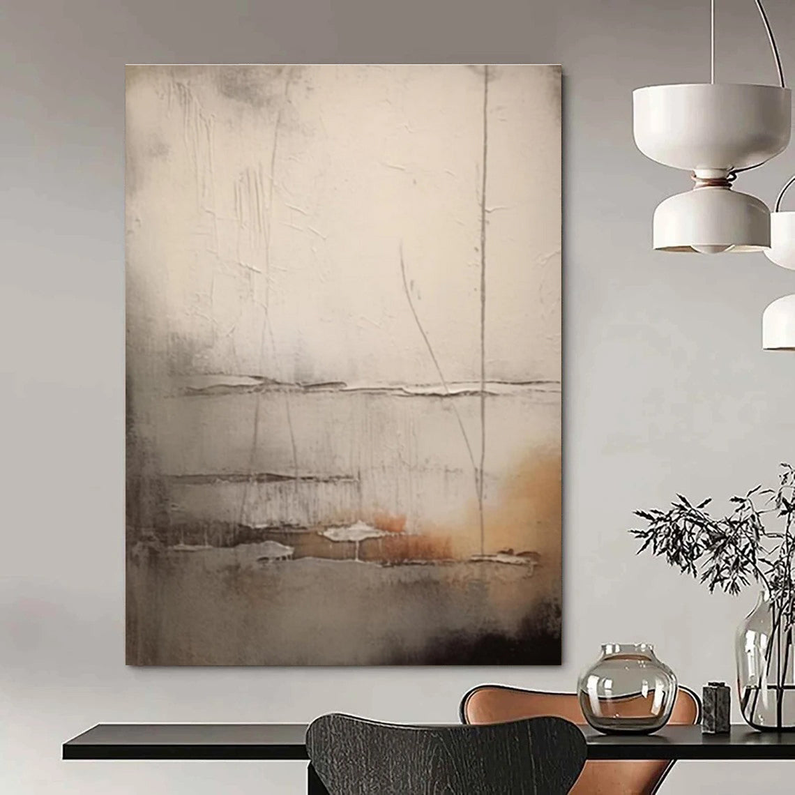 Subtle Gray Abstract Painting for Understated Living Spaces HENG442