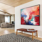 Red - Blue - White Abstract Painting for Bold Corporate Offices YHT388