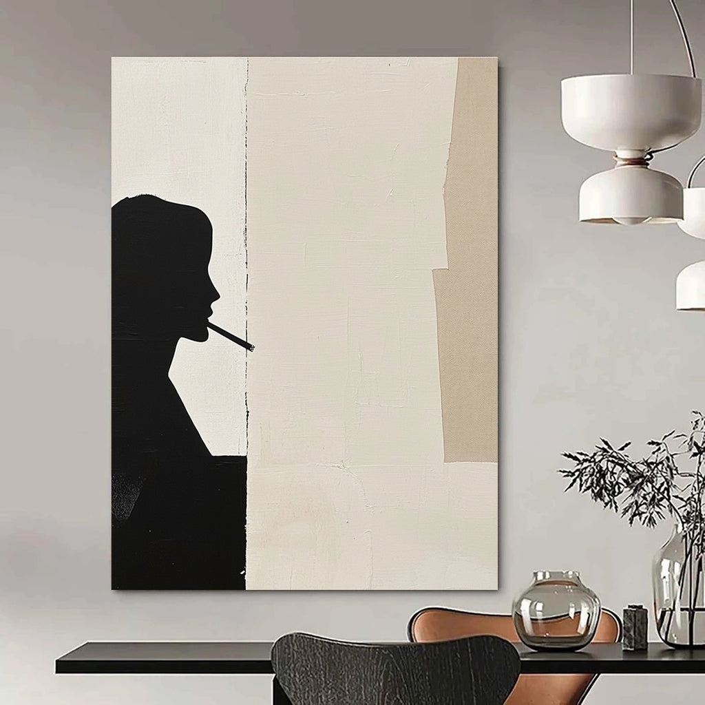 Silhouette with Cigarette Stylish Abstract Painting for Urban Lofts GAB1534