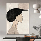 Abstract Woman with Hat Abstract Painting for Retro - Inspired Cafes GAB1377