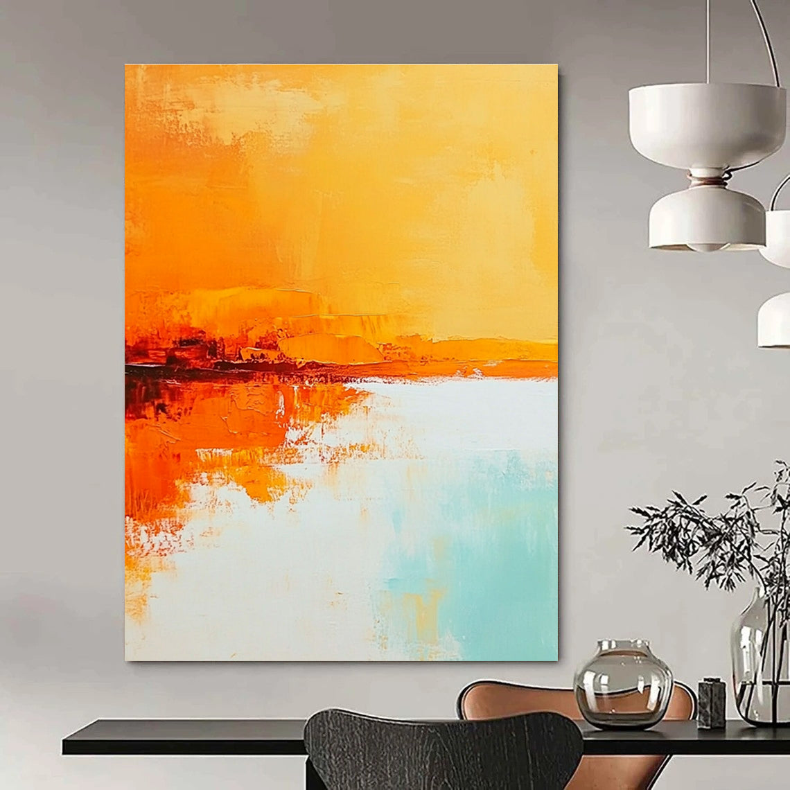 Orange Reflection Abstract - Vibrant Landscape Art GAB0550