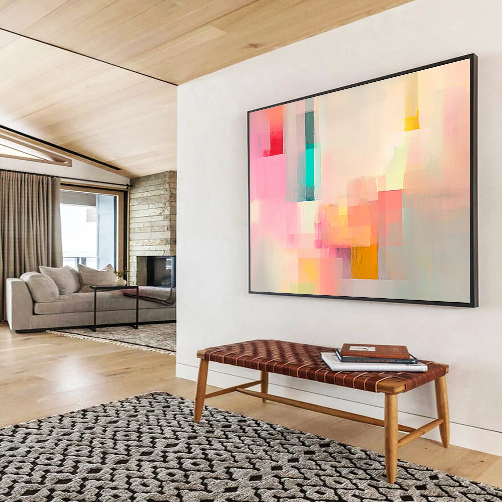 Pastel Color Block Abstract Painting with Soft, Harmonious Beauty ABS460