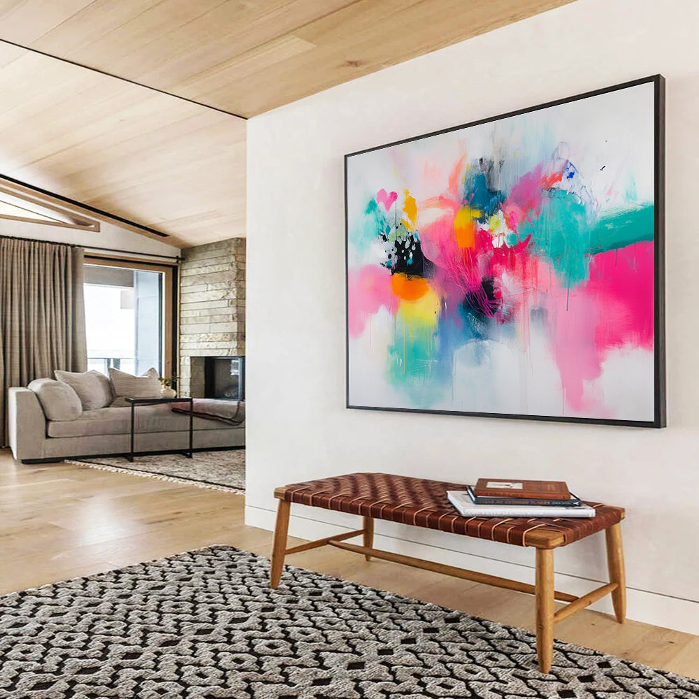 Bold Color Splash Abstract Painting with Dynamic Energetic Hues ABS545