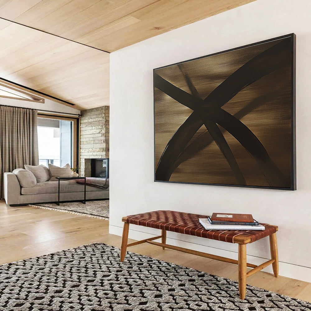 Bronze - Toned Abstract Cross Abstract Painting ABS583