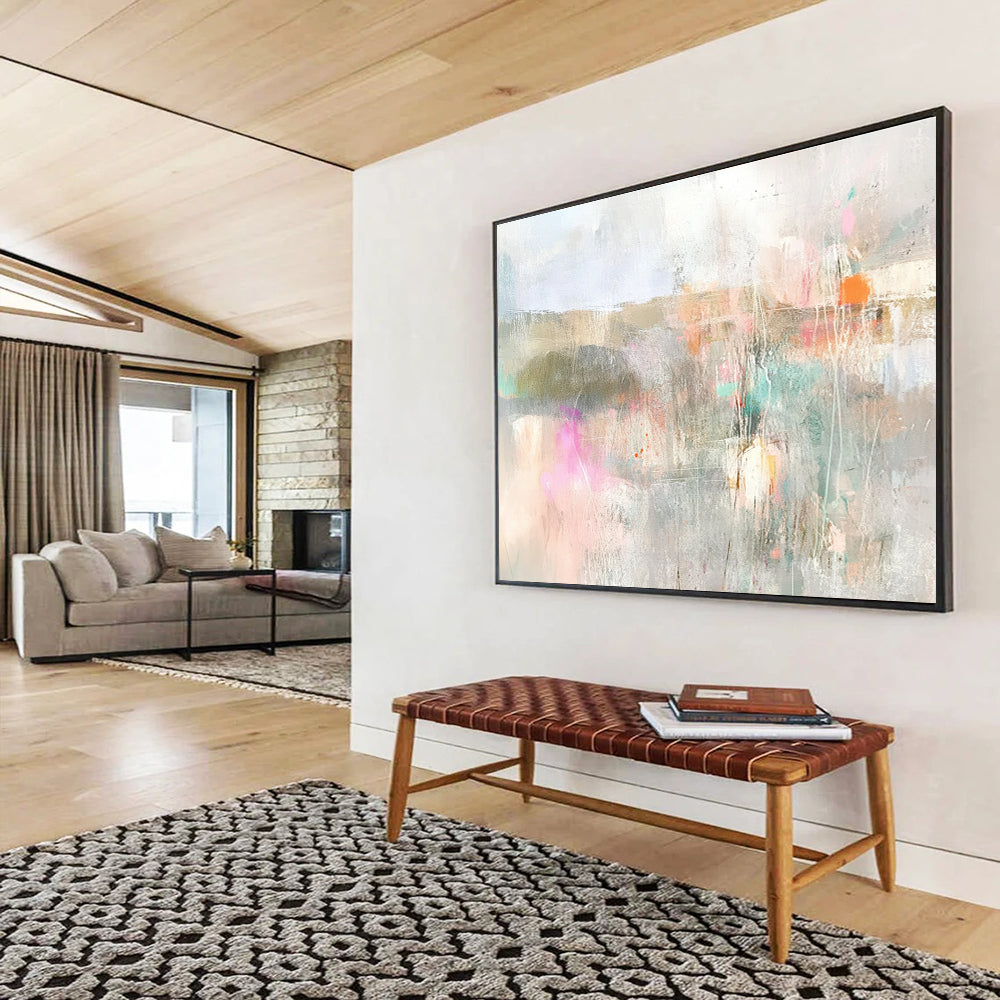 Soft Tones Landscape Abstract Painting with Dreamy, Ethereal Ambiance ABS468
