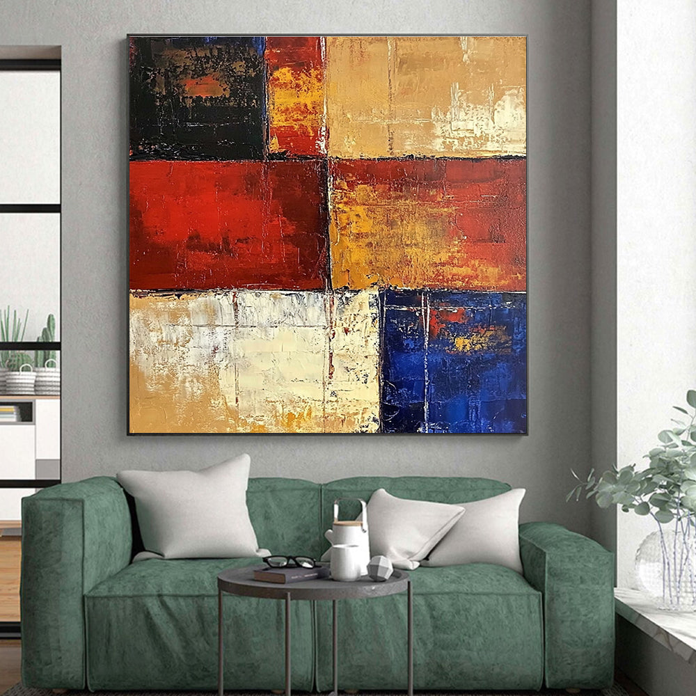 Red Yellow Blue Abstract Painting with Vibrant Retro Energy WINK475