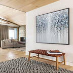 Silver Forest Abstract Painting for Serene Bedroom Retreats YHT274