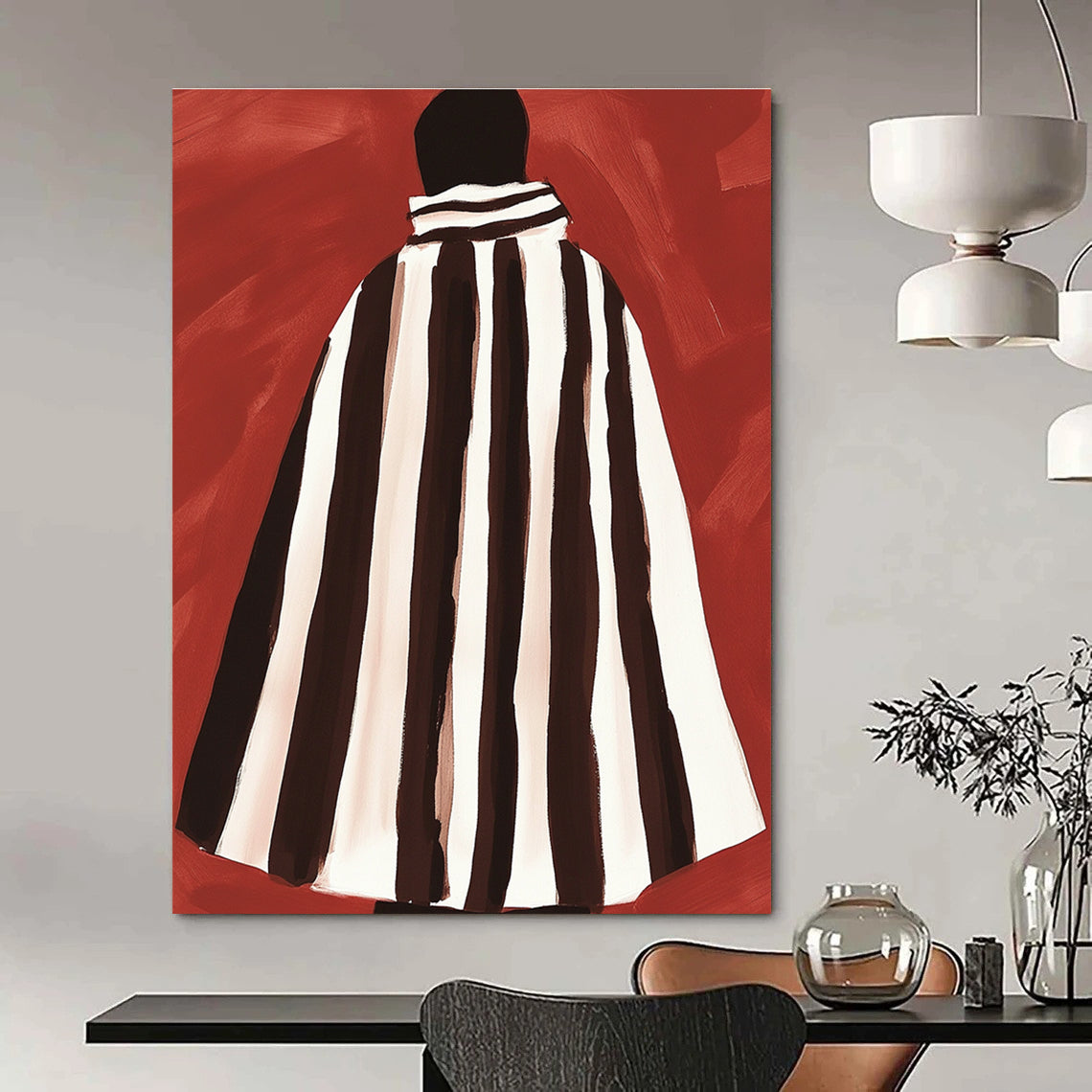 Striped Cloak Figure Abstract Painting with Bold Patterns GAB0052