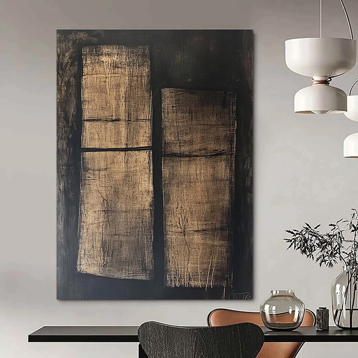 Textured Dark Abstract Painting for Industrial - Style Home Theaters GAB1176