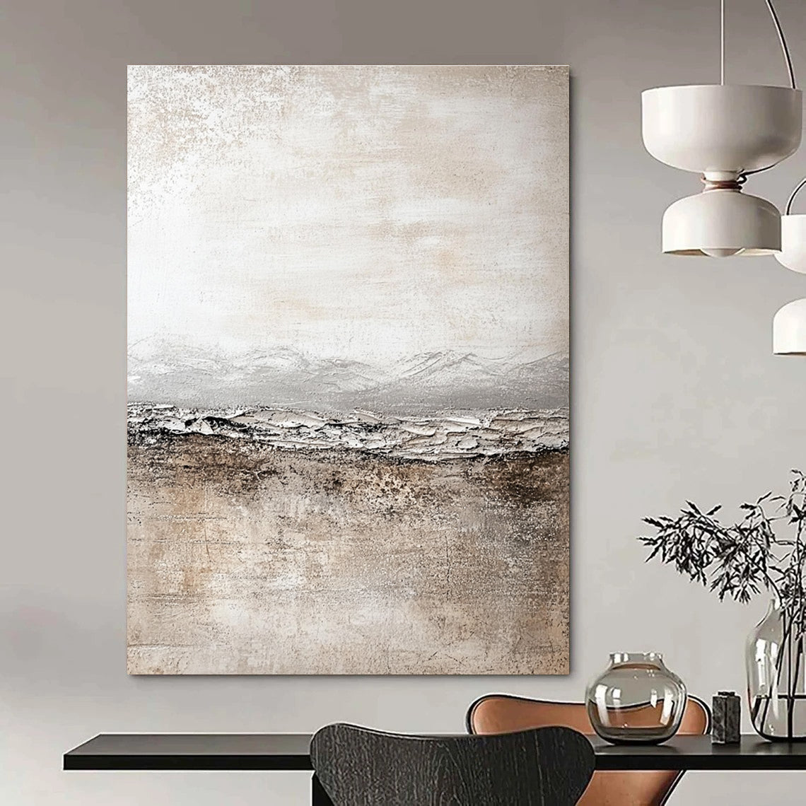 Textured Neutral Landscape - Rustic Minimalist Abstract Painting GAB0444