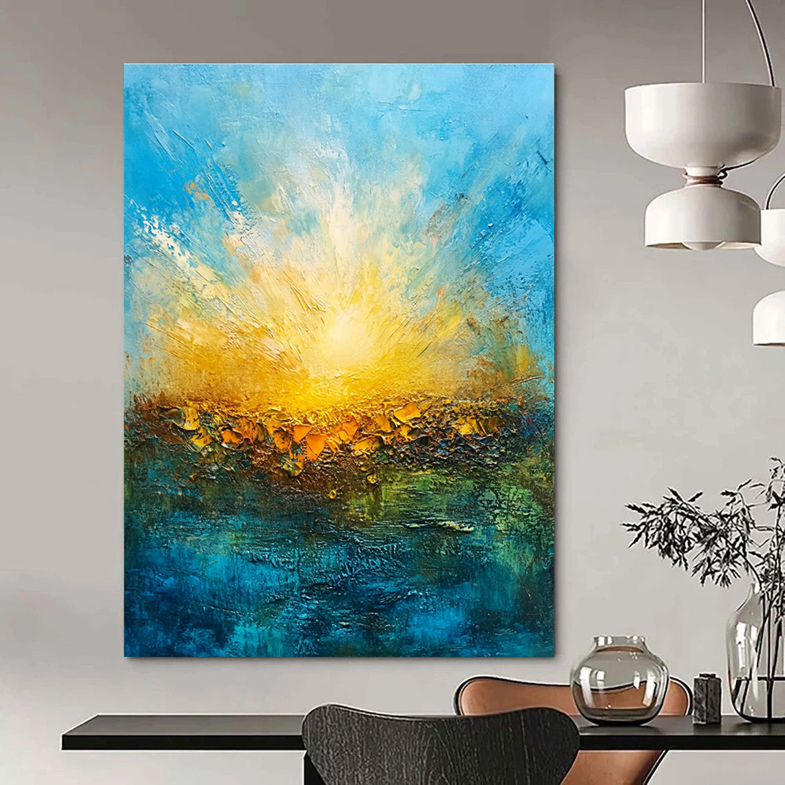 Radiant Sunrise - Impasto Landscape Abstract Painting GAB0631