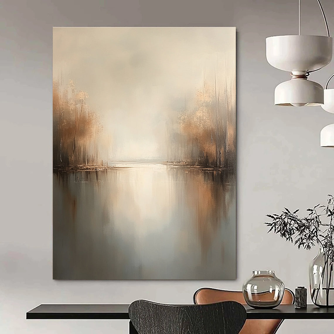 Misty Lake Abstract - Dreamy Forest Water Scene GAB0536