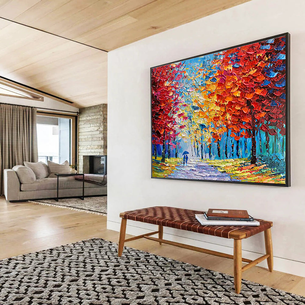 Autumn Stroll Abstract Painting for Cozy Living Rooms YHT200