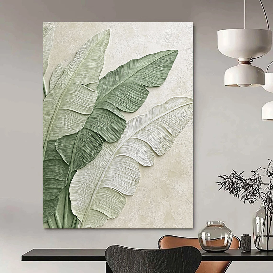 Layered Leaves Abstract Painting with Pastel Tones GAB0003