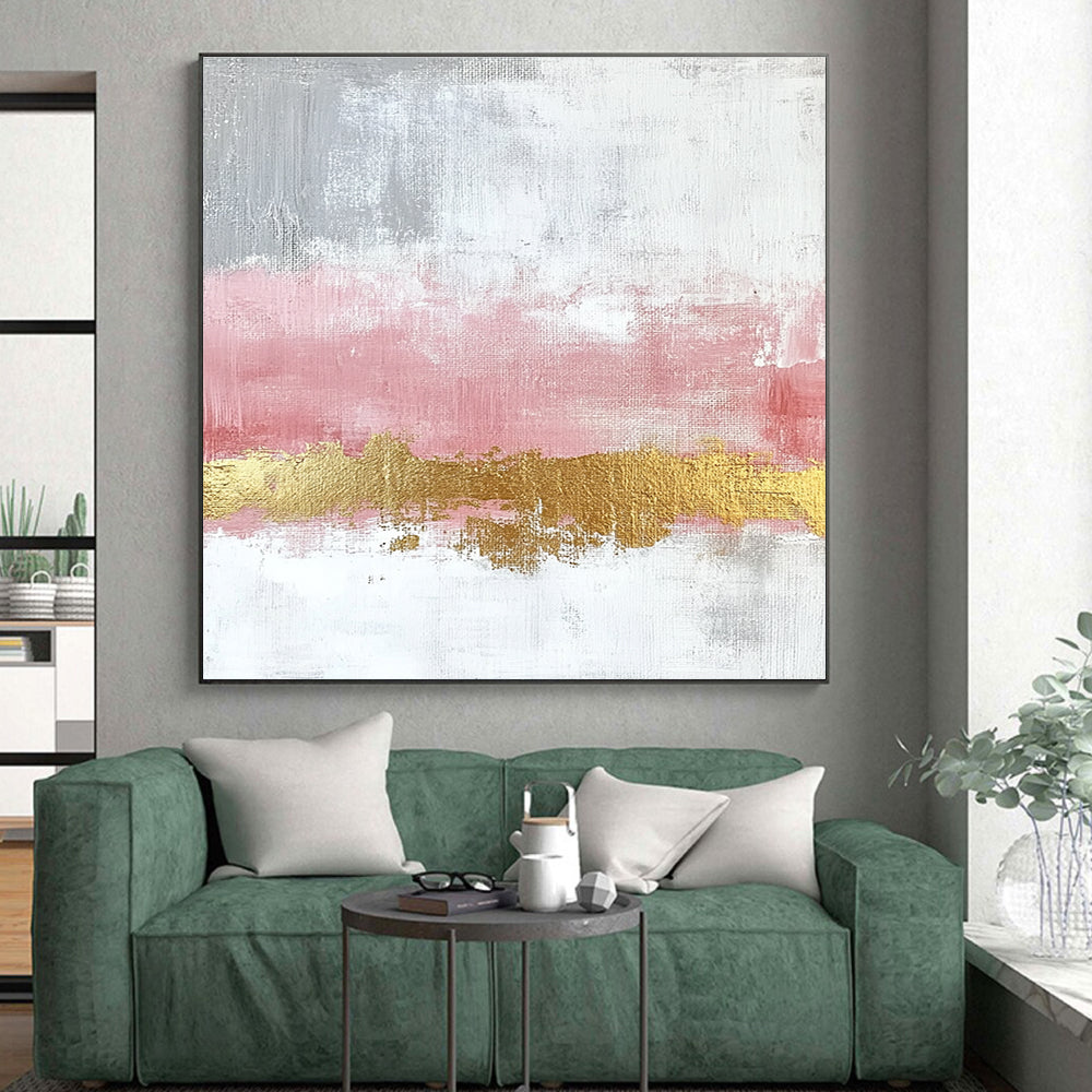Pink Gold Abstract Painting with Elegant Warmth WINK330