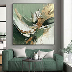 Green - Gold - White Abstract Painting with Natural Luxury WINK536