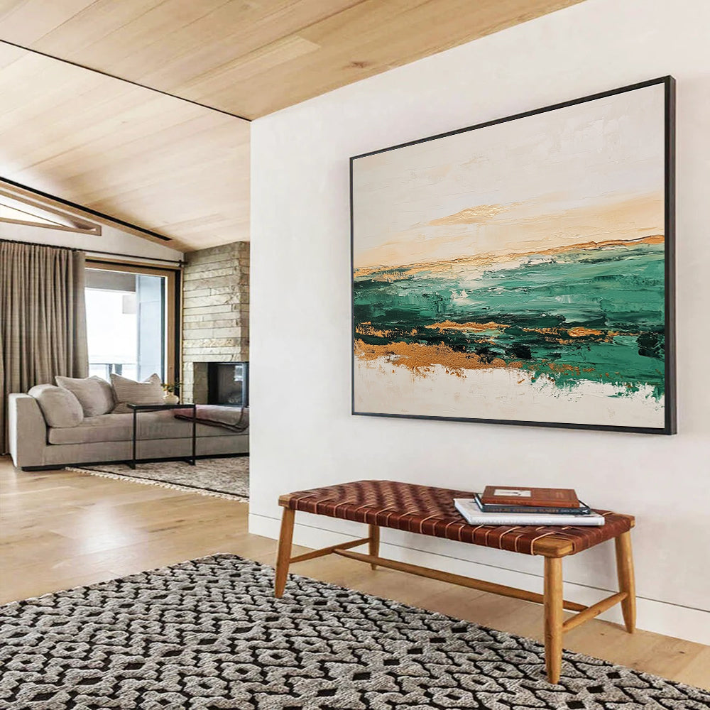 Gold - Accented Sea Abstract Painting ABS240
