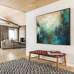 Teal Abstract Blend Painting for Modern Beachfront Hotels YHT369